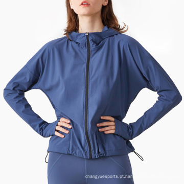 Zipper leve Jaqueta de vestir ativo de ginástica ginástica capa esportiva para mulheres